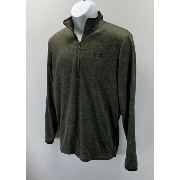 Under Armour CG Fleece Men's Small 1/2 Zip Green Long Sleeve Activewear Top - Picture 3 of 7